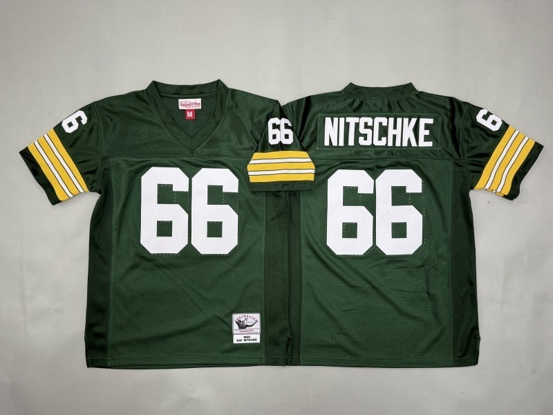 Youth Green Bay Packers #66 Nitschke Green Throwback Limited Nike NFL Jersey 01